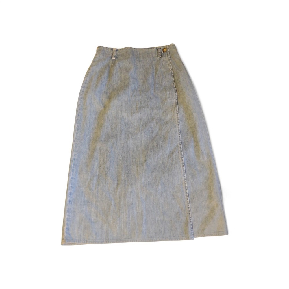 Vintage Gap 90s Denim Wrap Midi Skirt 6 Classic Casual‎ Grunge Preppy Normcore